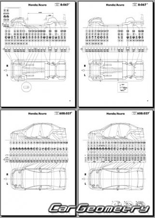 Размеры кузова Honda Civic Hybrid (ES9) 2001-2005 (RH Japanese market) Body dimensions
