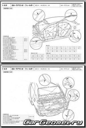 Кузовные размеры Toyota Corolla Axio (E14#) 2006-2012 (RH Japanese market) Body dimensions