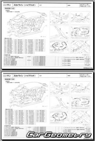 Кузовные размеры Nissan Skyline Hybrid (V37) 2013-2020 (RH Japanese market) Body dimensions