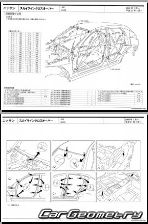 Размеры кузова Nissan Skyline Crossover (NJ50 J50) 2009-2016 (RH Japanese market) Body dimensions