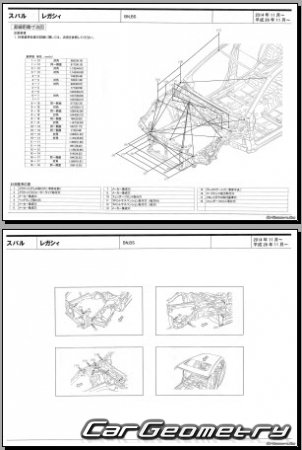 Subaru Legacy B4 и Legacy Touring Wagon 2015-2019 (RH Japanese market) Body dimensions