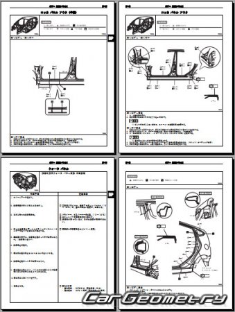 Кузовные размеры Daihatsu Sonica (L405S L415S) 2006-2009 (RH Japanese market) Body Repair Manual