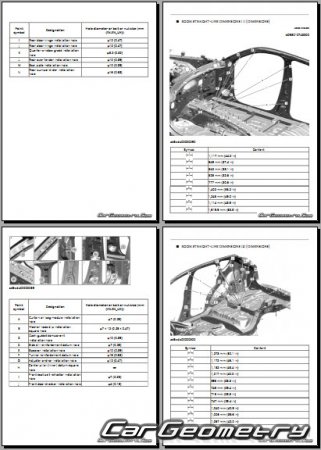 Размеры кузова Mazda CX-60 (KH) с 2022 Body Repair Manual