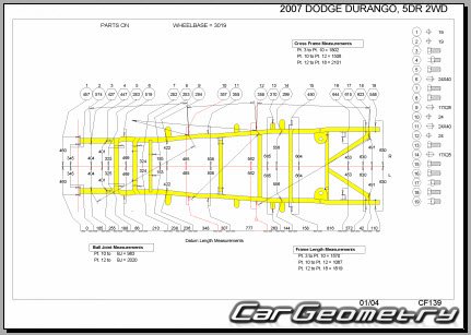 Dodge Durango (ND) 2004-2009 Body dimensions