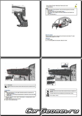 Размеры кузова Suzuki S-Cross 2022-2025 Body Repair Manual