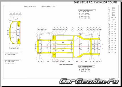 Lexus RC200t, RC350 (ASC10 GSC10) 2014-2017 (RH Japanese market) Body dimensions