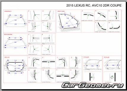 Lexus RC200t, RC350 (ASC10 GSC10) 2014-2017 (RH Japanese market) Body dimensions