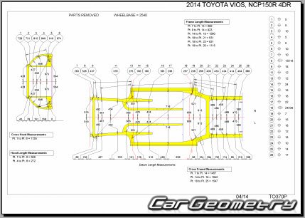 Toyota Vios и Yaris Sedan 2013–2017 (RH Asia market) Body dimensions
