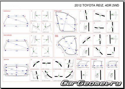 Toyota Reiz (GRX13#) 2010–2017 (LH Asian market) Body dimensions