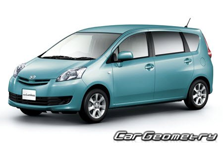 Кузовные размеры Daihatsu Boon Luminas (M502G M512G) 2008-2012, Размеры кузова Дайхатсу Бум Луминас