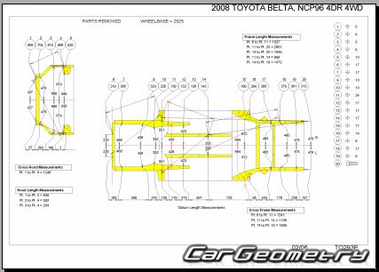 Toyota Belta (KSP92 SCP92 NCP96) 2005–2012 (RH Japanese market) Body dimensions