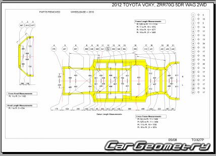 Кузовные размеры Toyota Noah и Toyota Voxy 2007-2014 (RH Japanese market) Body dimensions