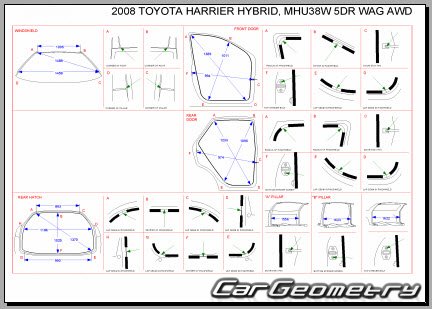 Toyota Harrier Hybrid (MHU38W) 2005-2013 (RH Japanese market) Body dimensions