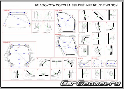 Toyota Corolla Fielder (E16#) 2012-2015 (RH Japanese market) Body dimensions