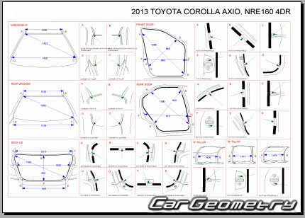Toyota Corolla Axio (E16#) 2012-2015 (RH Japanese market) Body dimensions