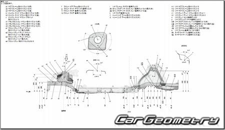 Размеры кузова Honda Civic Sedan (FC1) 2017-2020 (RH Japanese market) Body Repair Manual