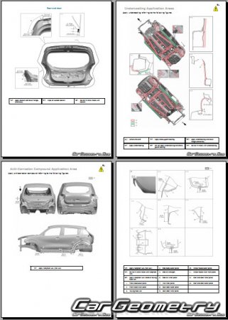 Размеры кузова Suzuki Celerio и Toyota Vitz 2022-2028 Body Repair Manual