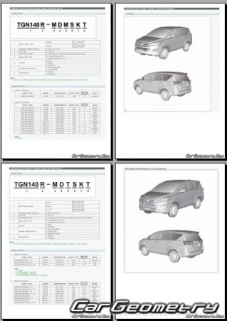 Кузовные размеры Toyota Innova 2015-2021 (RH Asian market) Body dimensions