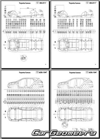 Toyota Harrier (#CU3# #SU3#) 2003-2013 (RH Japanese market) Body dimensions
