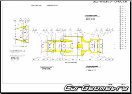 Porsche 911 Targa (997) 2005–2012 Body dimensions