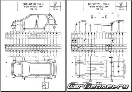 Daihatsu Storia & Sirion (M100 M110) 1998-2004 Body dimensions