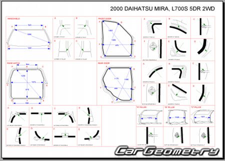 Daihatsu Mira & Coure (L700 L710) 1998-2002 (RH Japanese market) Body dimensions