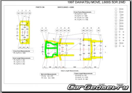 Daihatsu Move (L600 L602 L610) 1995-1998 (RH Japanese market) Body dimensions