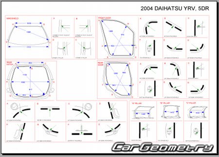 Daihatsu YRV (M200G M201G M211G) 2000-2005 (RH Japanese market) Body dimensions