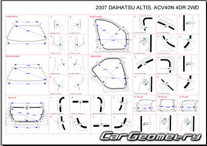 Daihatsu Altis (ACV40N ACV45N) 2006-2009 (RH Japanese market) Body dimensions