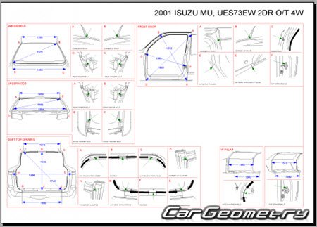Isuzu MU & Wizard (UER UES) 1998-2002 (RH Japanese market) Body dimensions
