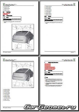 Размеры кузова Skoda Octavia 2020-2027 Body Repairs Manual
