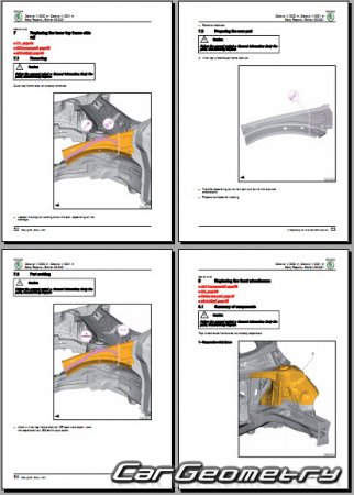 Размеры кузова Skoda Octavia 2020-2027 Body Repairs Manual