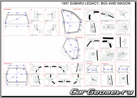 Subaru Legacy (BD BG) 1994-1999 (RH Japanese market) Body dimensions