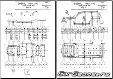 Subaru Forester (SF5) 1997-2002 (RH Japanese market) Body dimensions