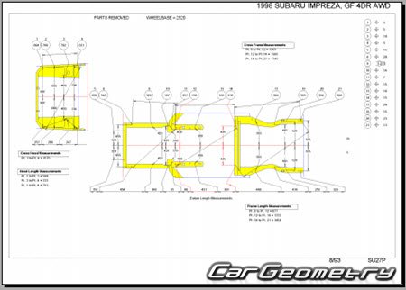 Subaru Impreza (GC GF) 1992-2000 (RH Japanese market) Body dimensions