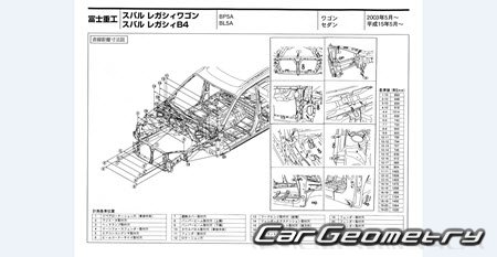  Subaru Legacy B4  Legacy Touring Wagon 2003-2009 (RH Japanese market) Body dimensions