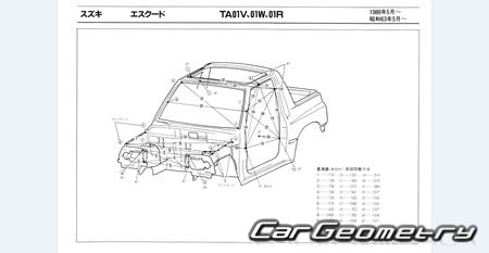 Suzuki Escudo (TA01) 1988-1994 (RH Japanese market) Body dimensions