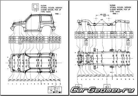 Suzuki Escudo (TA01) 1988-1994 (RH Japanese market) Body dimensions