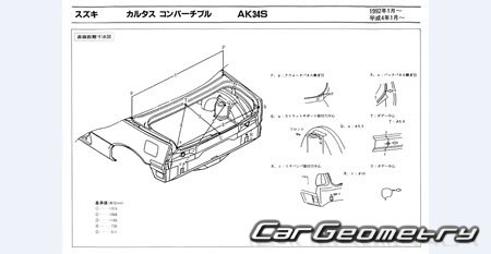 Suzuki Cultus (3DR 5DR 4DR Cabrio) 1988-1998 (RH Japanese market) Body dimensions