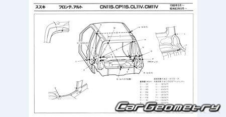 Suzuki Alto & Fronte (11S 11V) 1988-1990 (RH Japanese market) Body dimensions