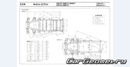 Suzuki Every & Carry Van 1985-1990 (RH Japanese market) Body dimensions