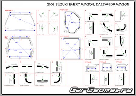 Suzuki Every & Carry Track (DA52 DB52) 1999-2005 (RH Japanese market) Body dimensions