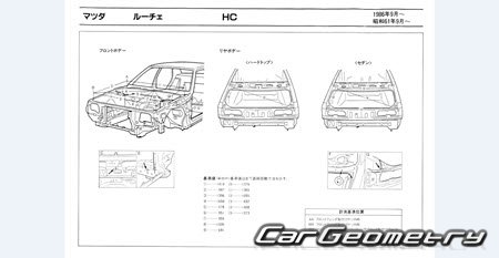 Mazda Luce (HC) 1986-1991 (RH Japanese market) Body dimensions