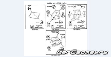 Mazda Luce (HC) 1986-1991 (RH Japanese market) Body dimensions