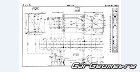 Mazda Luce (HC) 1986-1991 (RH Japanese market) Body dimensions