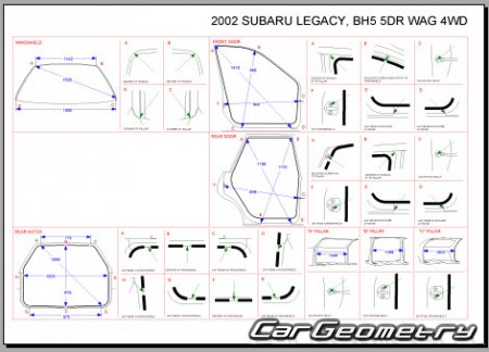 Subaru Legacy (BE BH) 1998-2004 (RH Japanese market) Body dimensions