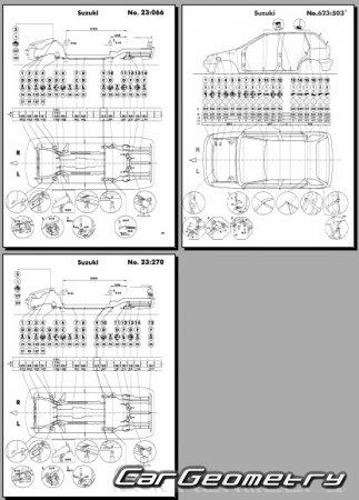 Suzuki Cultus (3DR 5DR 4DR Cabrio) 1988-1998 (RH Japanese market) Body dimensions