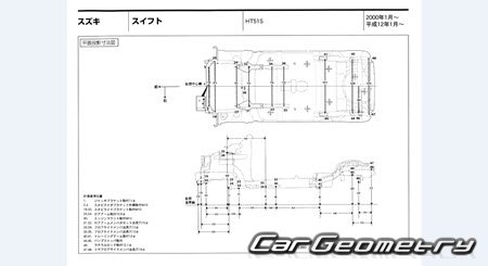 Suzuki Swift (HT51S) 2000-2004 (RH Japanese market) Body dimensions