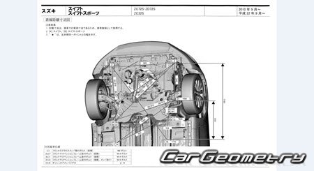 Suzuki Swift (ZC32S ZC72S ZD72S) 2010-2016 (RH Japanese market) Body dimensions