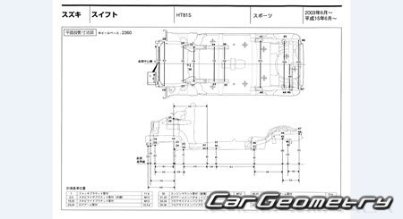 Suzuki Swift Sport (HT81) 2003-2004 (RH Japanese market) Body dimensions